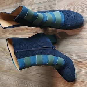 Fluevog blue and green short boots